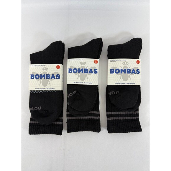 Bombas Socks 3 Pairs Size Large Black NWT - Picture 1 of 2